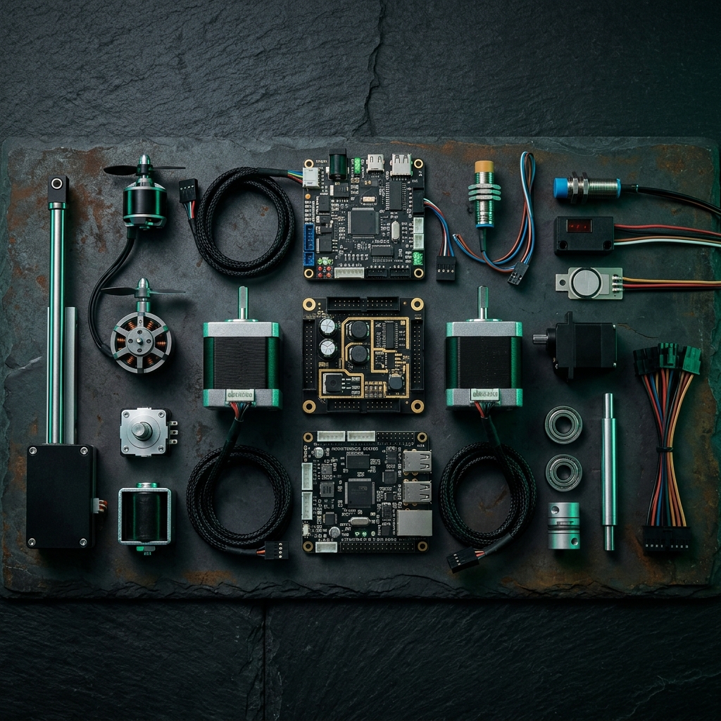 Precision mechatronics components including motors, sensors, and control boards